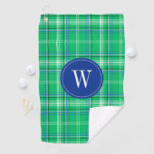 Blue & Green Kariert Golf Monogram Golfhandtuch (Insitu)