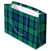 Blue Green Kariert Große Geschenktüte (Rückseite Schrägansicht)