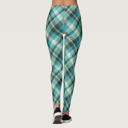 Blue Green Kariert Leggings (Rückseite)