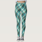 Blue Green Kariert Leggings (Vorderseite)