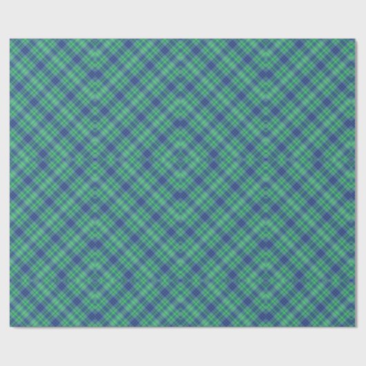 Blue Green Kariert Pattern Country Geschenk Geschenkpapier (Flach)