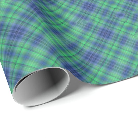 Blue Green Kariert Pattern Country Geschenk Geschenkpapier (Rolleneckpunkt)