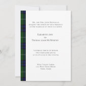 Blue & Green Kariert, Tartan Wedding Einladung (Rückseite)