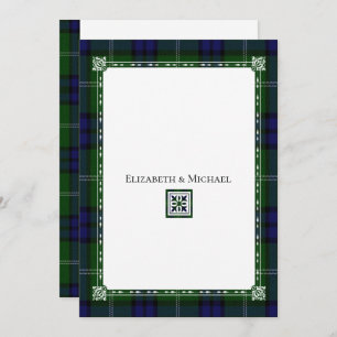 Blue & Green Kariert, Tartan Wedding Einladung