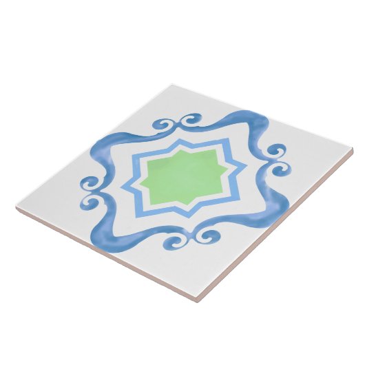 Blue & Green Keramik Tile Fliese (Seite)