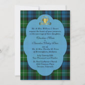Blue & Green Lamont Tartan Karierte Custom Wedding Einladung (Vorderseite)