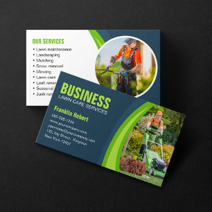 Blue & Green Lawn Care Landscaping Mähservice Visitenkarte