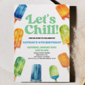 Blue Green Let's Chill Popsicle Birthday Party Einladung