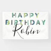 Blue Green Letters Simple Personalisierten Geburts Banner (Horizontal)