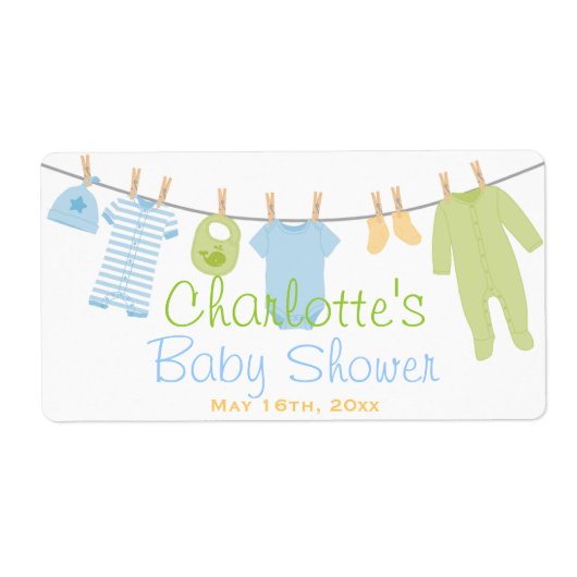 Blue & Green Lil Kleidung Baby Dusche Wasser Flasc (Vorne)