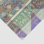 Blue Green Lila Arts Nouveau Floral Ephemera Seidenpapier (Ausschnitt)