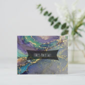 Blue Green Lila & Gold Abstrakt I Miss Your Face Postkarte (Stehend Vorderseite)