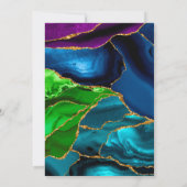 Blue Green & Lila & Gold Glitzer Agate Birthday Einladung (Rückseite)