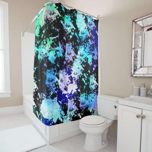 Blue Green Lila Paint Splash Abstrakt Duschvorhang (Beispiel)