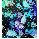 Blue Green Lila Paint Splash Abstrakt Duschvorhang (Vorderseite)