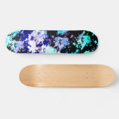 Blue Green Lila Paint Splash Abstrakt Skateboard (Horizontal)