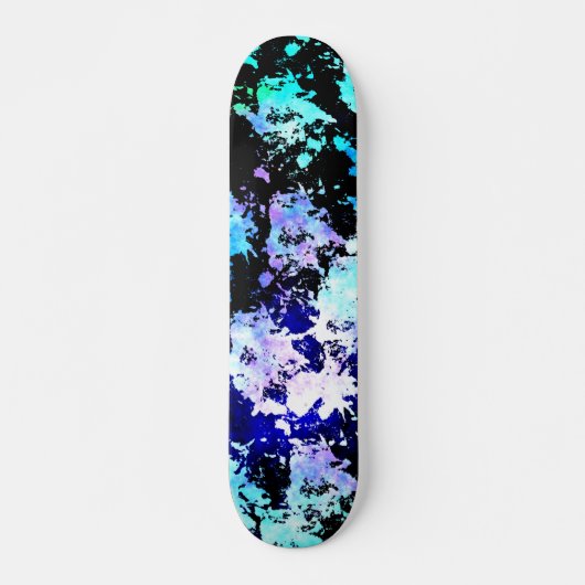 Blue Green Lila Paint Splash Abstrakt Skateboard (Vorne)
