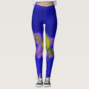 Blue Green Lila Paint Spritzer Leggings