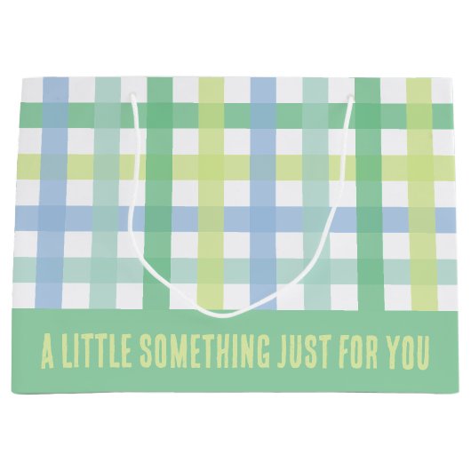 Blue Green Limon Pastel Modern Gingham Pattern Große Geschenktüte (Vorderseite)