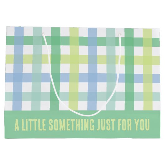 Blue Green Limon Pastel Modern Gingham Pattern Große Geschenktüte (Rückseite)