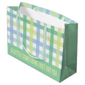 Blue Green Limon Pastel Modern Gingham Pattern Große Geschenktüte (Rückseite Schrägansicht)