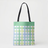 Blue Green Limon Pastel Modern Gingham Pattern Tasche (Vorderseite)