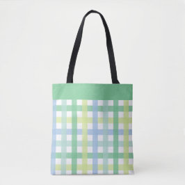 Blue Green Limon Pastel Modern Gingham Pattern Tasche
