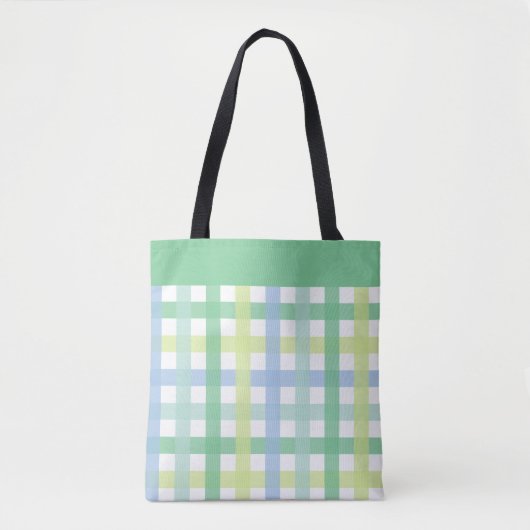 Blue Green Limon Pastel Modern Gingham Pattern Tasche (Vorderseite)