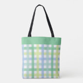 Blue Green Limon Pastel Modern Gingham Pattern Tasche (Rückseite)