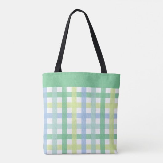 Blue Green Limon Pastel Modern Gingham Pattern Tasche (Rückseite)