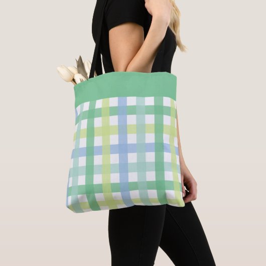 Blue Green Limon Pastel Modern Gingham Pattern Tasche (Von Nahem)