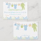 Blue & Green Little Kleidung Diaper Raffle Tickets Begleitkarte (Vorne/Hinten)