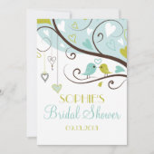 Blue & Green Lovebirds Bridal Dusche Einladungen (Vorderseite)