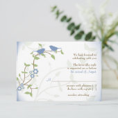 Blue Green Lovebirds Wedding RSVP Replik Card (Stehend Vorderseite)