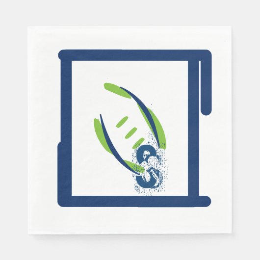 Blue & Green Luuncheon Napkins-Splash Initial Serviette (Vorderseite)