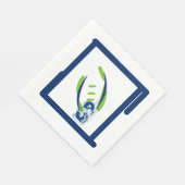 Blue & Green Luuncheon Napkins-Splash Initial Serviette (Ecke)