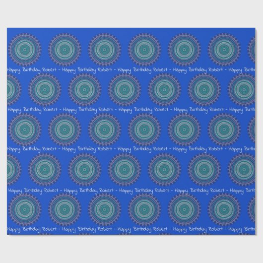 Blue & Green Mandala Personalize Name Geschenkpapier (Flach)
