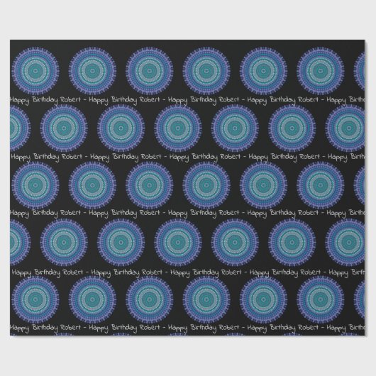 Blue & Green Mandala Personalize Name Geschenkpapier (Flach)