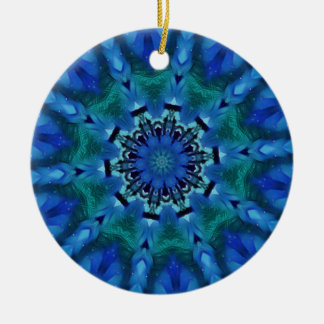 Blue Green Mandala Round Ornament