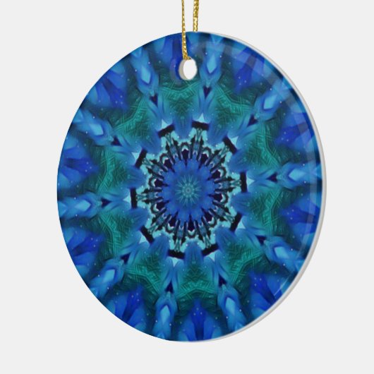 Blue Green Mandala Round Ornament (Links)