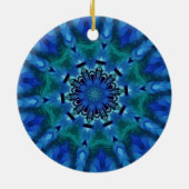 Blue Green Mandala Round Ornament (Hinten)