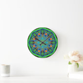 Blue Green Mandala Runde Wanduhr (Zuhause)