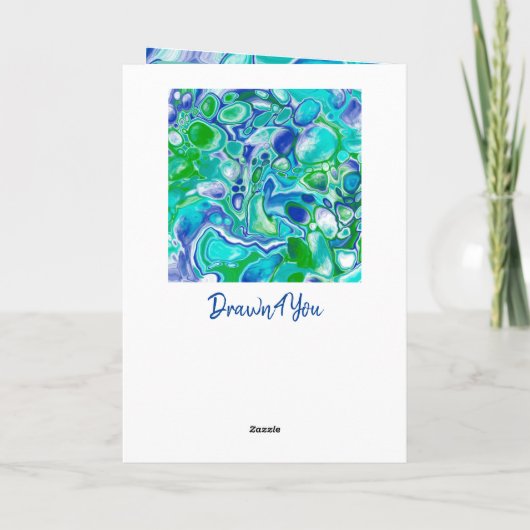 Blue Green Marble Art Happy Birthday Brother Karte (Rückseite)