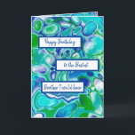 Blue Green Marble Art Happy Birthday Brother Karte<br><div class="desc">Personalisiert Glückwunsch zum Geburtstag zum Best Brother blauen,  grünen und aquamarinen schwingenden Marmorfliesen Kunstlederkarte.</div>