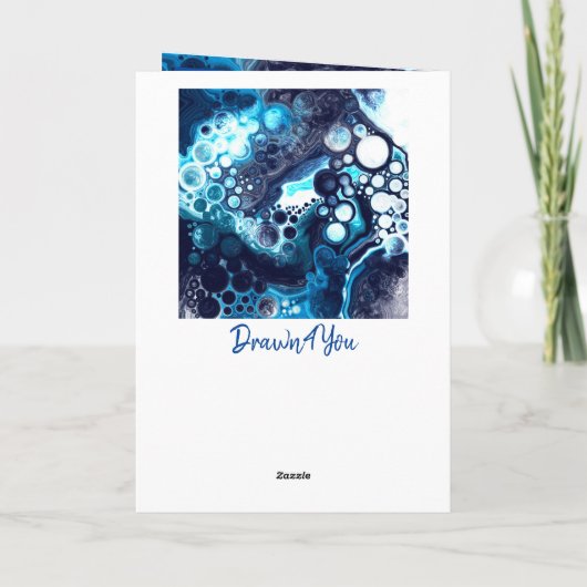 Blue Green Marble Art Happy Birthday Pater Karte (Rückseite)