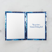 Blue Green Marble Art Happy Birthday Pater Karte (Innenseite)