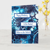 Blue Green Marble Art Happy Birthday Pater Karte (Gelbe Blume)