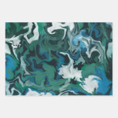 Blue Green Marbour Brushstrokes Handmade Art Geschenkpapier Set (Vorderseite 2)