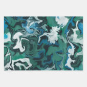 Blue Green Marbour Brushstrokes Handmade Art Geschenkpapier Set (Vorderseite)