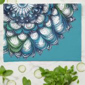 Blue Green Medallion - Abstrakt Geschirrtuch (Gefaltet)